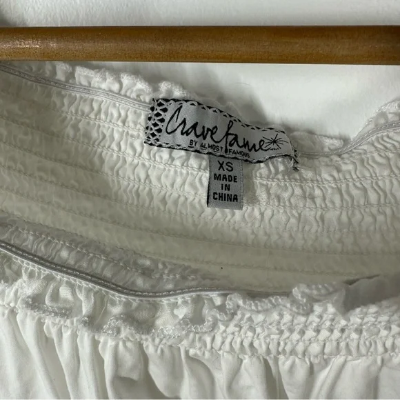 Almost Famous White Lace Trimmed Blouse XS - Picture 2 of 6